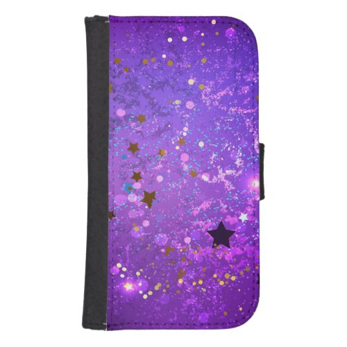 Purple foil background with Stars Galaxy S4 Wallet Case