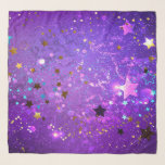 Purple foil background with Stars Scarf<br><div class="desc">Violet invoice background with gold and blue stars. Background with stars.</div>