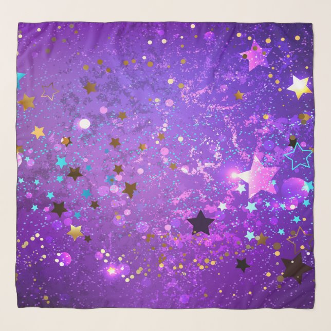 Purple foil background with Stars Scarf (Front)