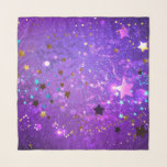 Purple foil background with Stars Scarf<br><div class="desc">Violet invoice background with gold and blue stars. Background with stars.</div>