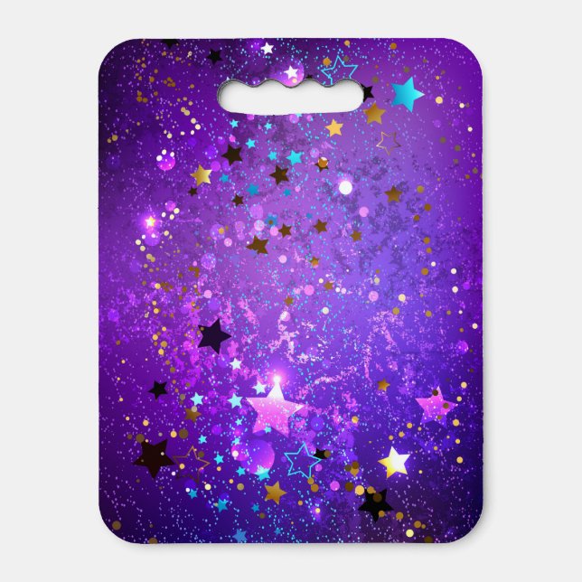 Purple foil background with Stars Seat Cushion (Front Vertical)