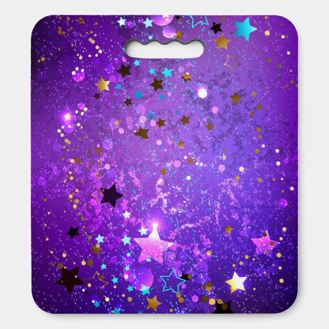 Purple foil background with Stars Seat Cushion (Front Vertical)