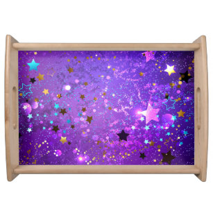 Purple foil background with Stars Serving Tray