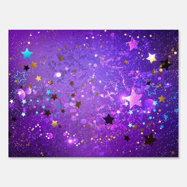 Purple foil background with Stars Sign (Front)