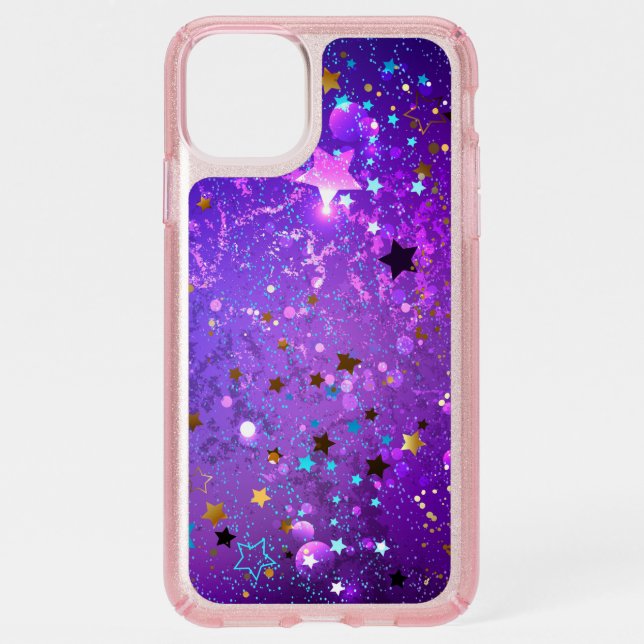 Purple foil background with Stars Speck iPhone 11 Pro Max Case (Front)