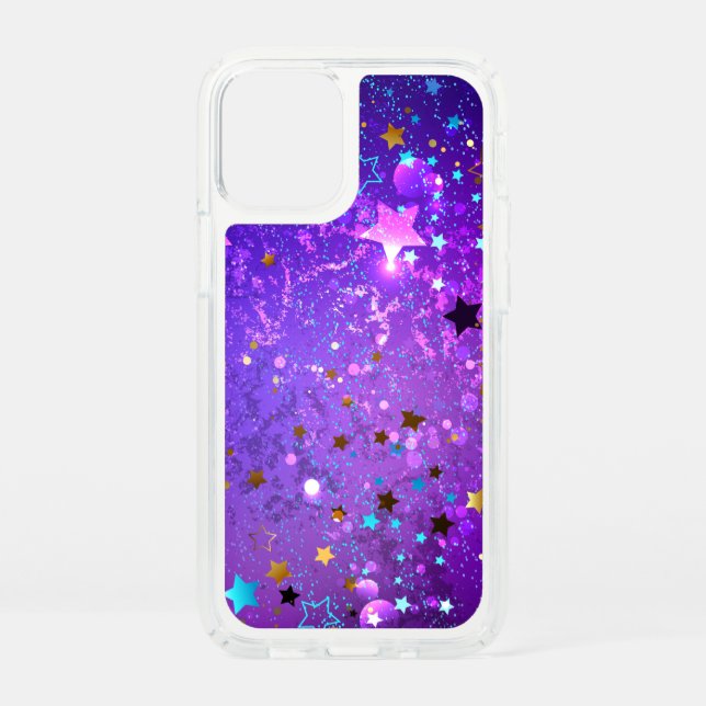 Purple foil background with Stars Speck iPhone 12 Mini Case (Front)