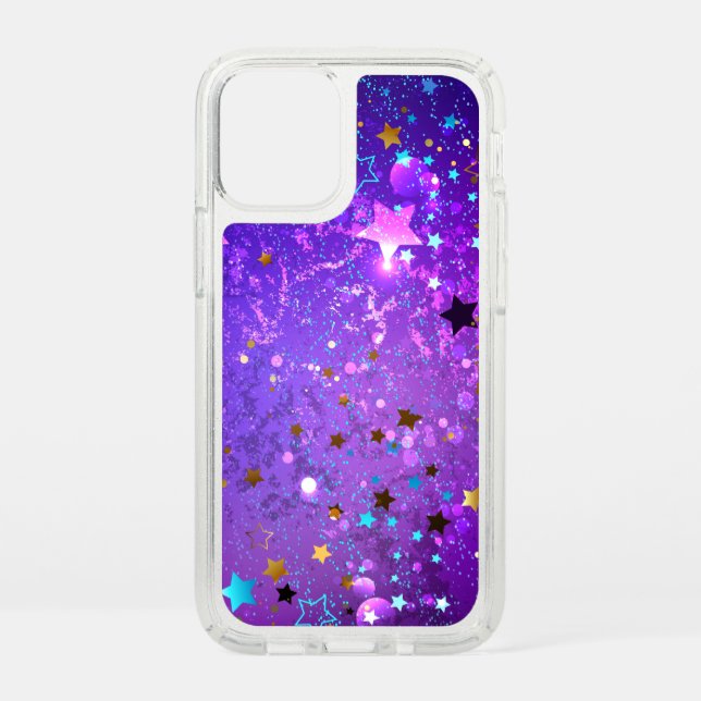 Purple foil background with Stars Speck iPhone 12 Mini Case (Front)