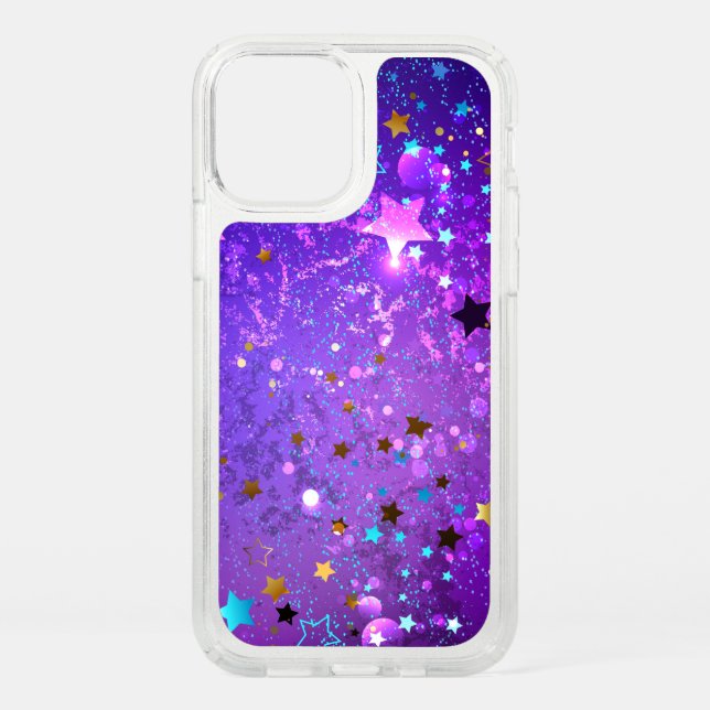 Purple foil background with Stars Speck iPhone 12 Pro Case (Front)