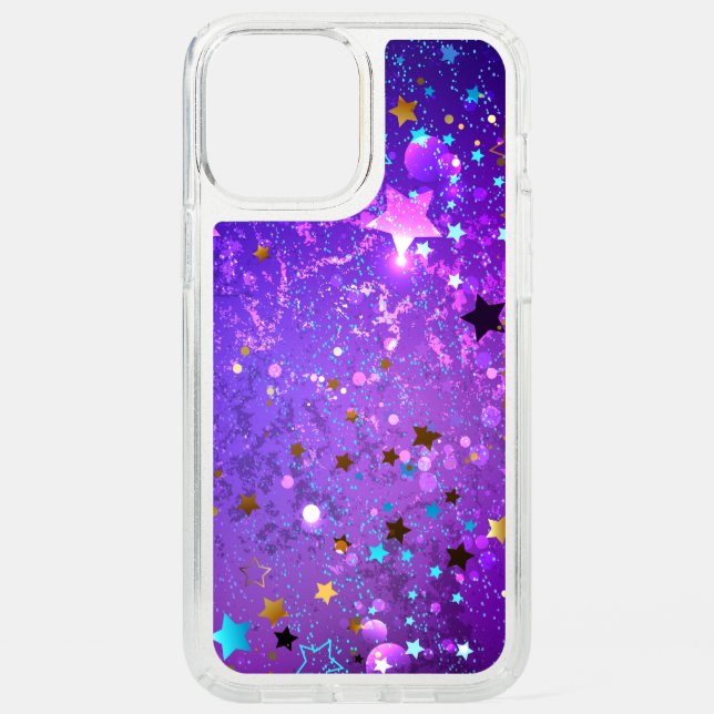Purple foil background with Stars Speck iPhone 12 Pro Max Case (Front)