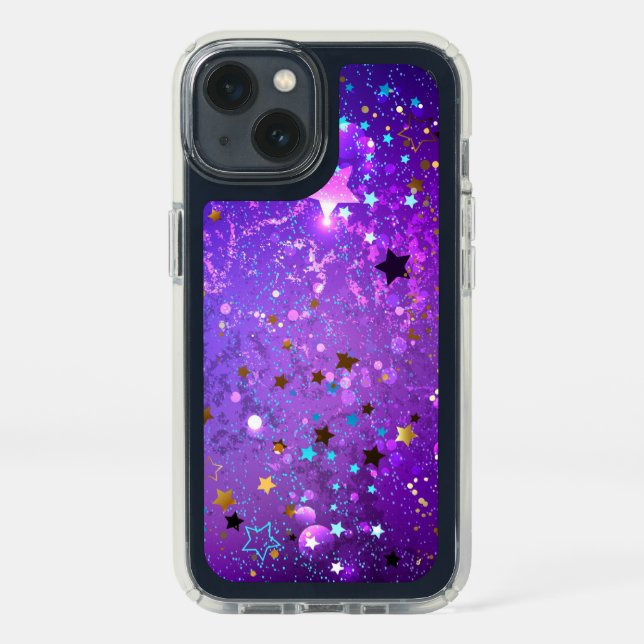 Purple foil background with Stars Speck iPhone 13 Case (Front)