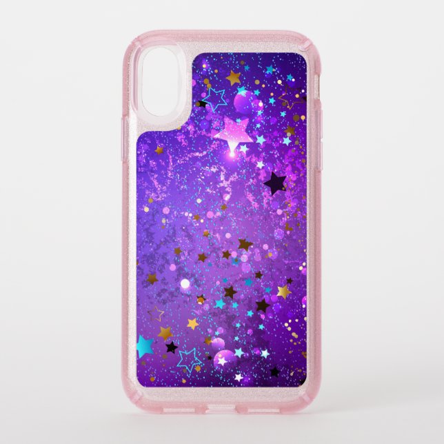 Purple foil background with Stars Speck iPhone XR Case (Front)