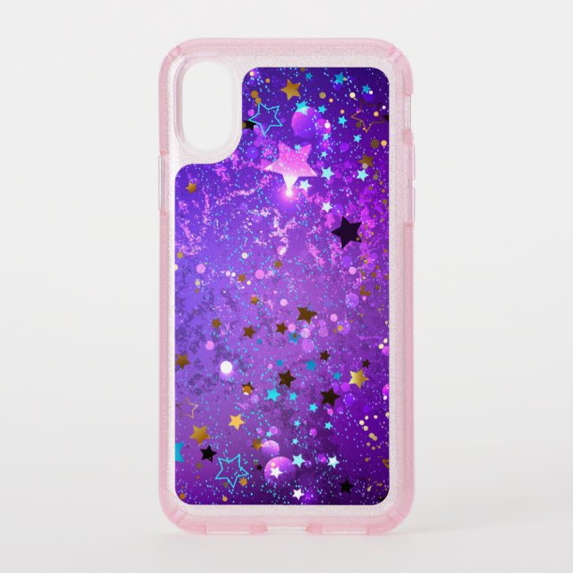Purple foil background with Stars Speck iPhone XS Case (Front)