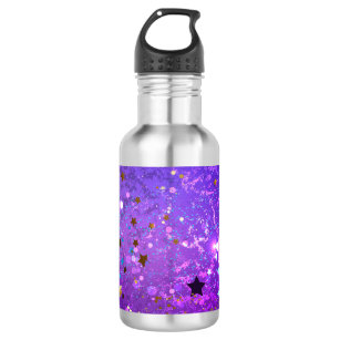 Purple foil background with Stars Stainless Steel Water Bottle
