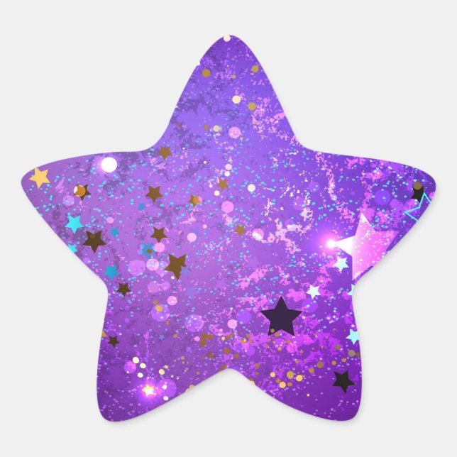 Purple foil background with Stars Star Sticker (Front)