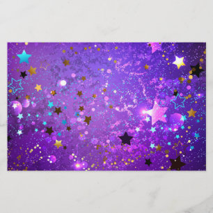 Purple foil background with Stars Stationery