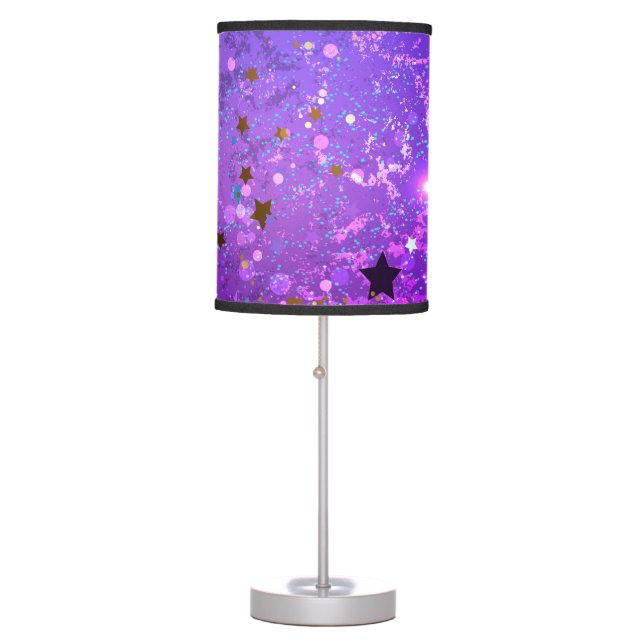 Purple foil background with Stars Table Lamp (Front)
