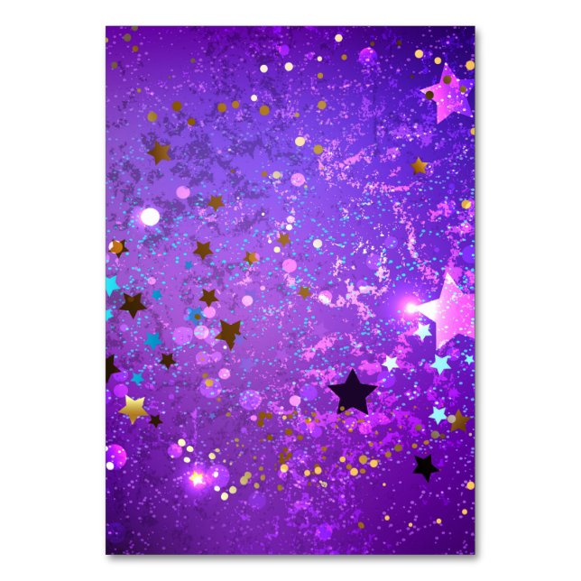 Purple foil background with Stars Table Number (Front)