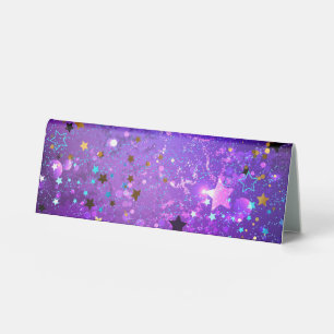 Purple foil background with Stars Table Tent