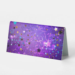 Purple foil background with Stars Table Tent