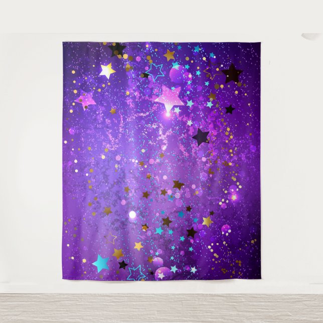 Purple foil background with Stars Tapestry (Front)