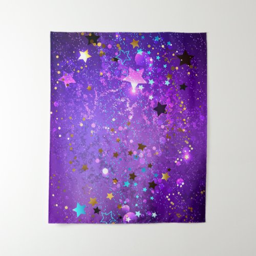 Purple foil background with Stars Tapestry