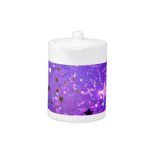 Purple foil background with Stars Teapot