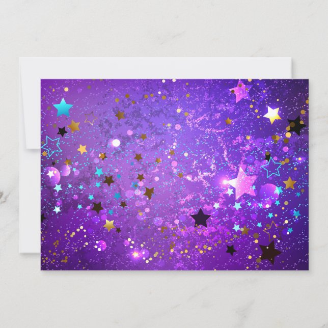Purple foil background with Stars Thank You Card (Front)