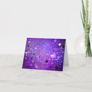 Purple foil background with Stars Thank You Card