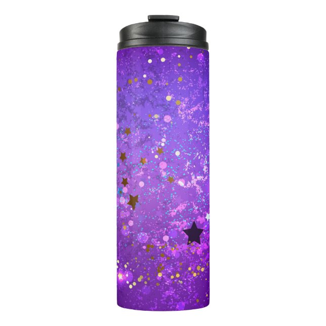Purple foil background with Stars Thermal Tumbler (Front)