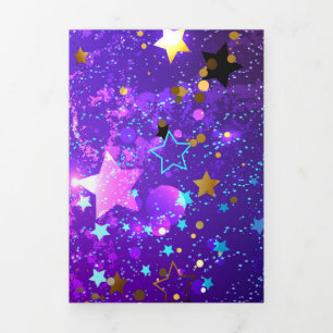 Purple foil background with Stars Tri-Fold Program