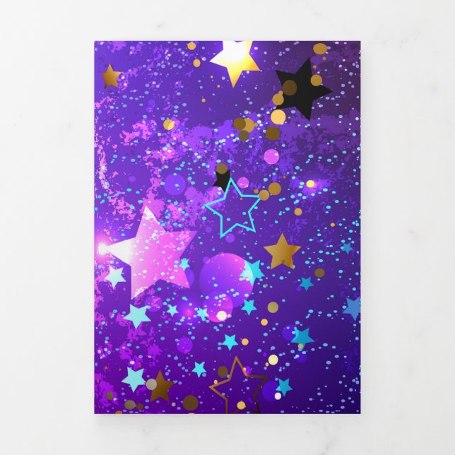 Purple foil background with Stars Tri-Fold Program (Cover)