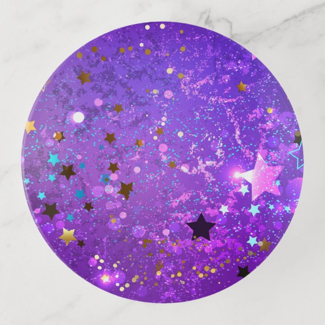 Purple foil background with Stars Trinket Tray (Front)