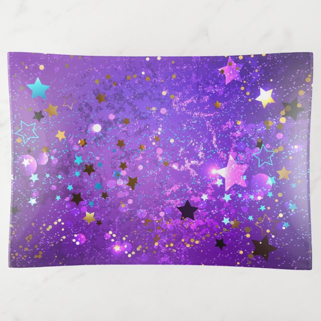 Purple foil background with Stars Trinket Tray (Front)