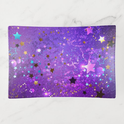 Purple foil background with Stars Trinket Tray