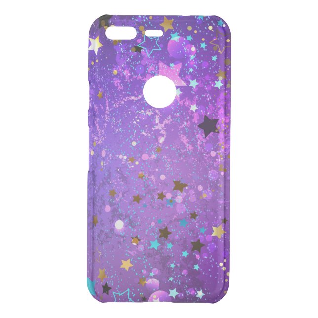 Purple foil background with Stars Uncommon Google Pixel Case (Back)