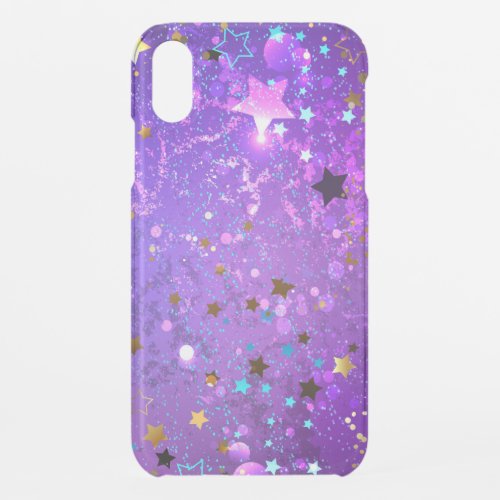 Purple foil background with Stars iPhone XR Case