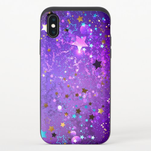 Purple foil background with Stars iPhone X Slider Case