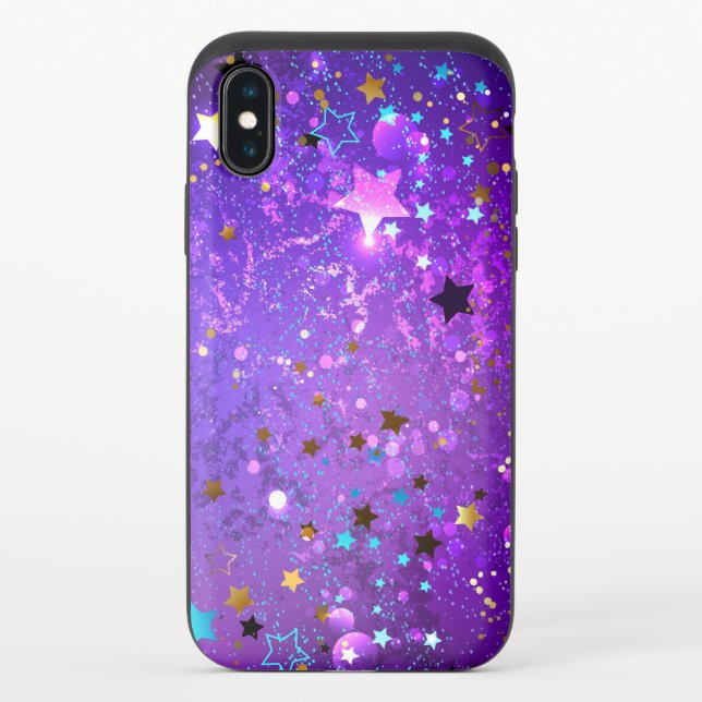 Purple foil background with Stars Uncommon iPhone Case (Back)