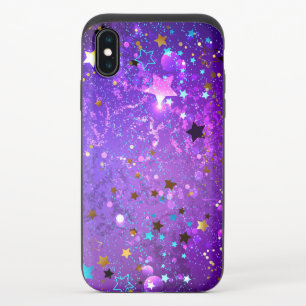 Purple foil background with Stars iPhone XS Slider Case