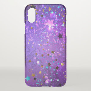 Purple foil background with Stars iPhone X Case