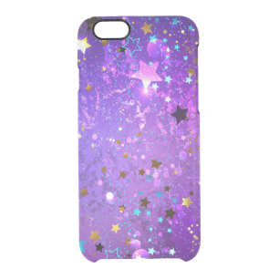 Purple foil background with Stars Clear iPhone 6/6S Case