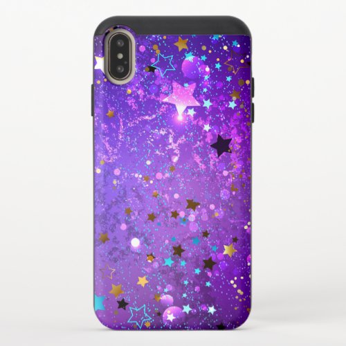 Purple foil background with Stars iPhone XS Max Slider Case