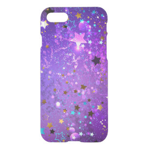 Purple foil background with Stars iPhone SE/8/7 Case