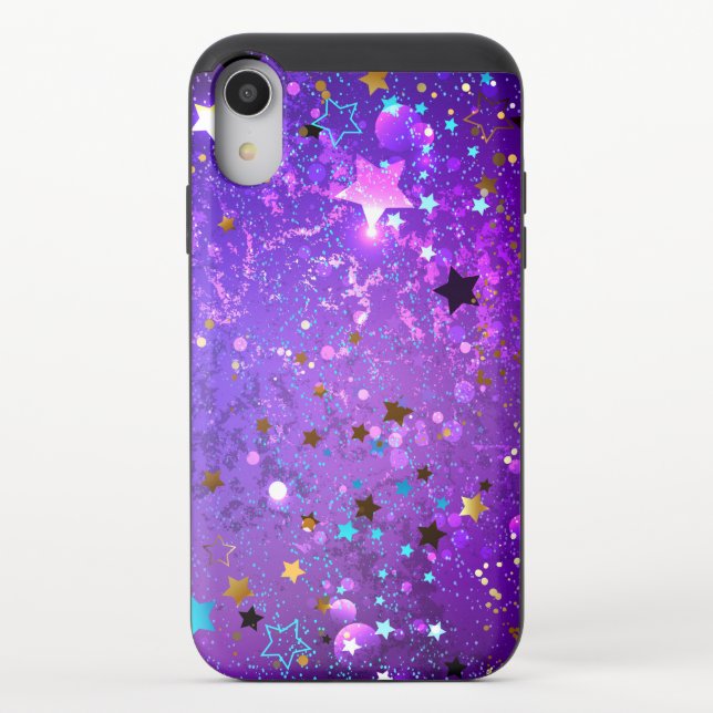 Purple foil background with Stars Uncommon iPhone Case (Back)