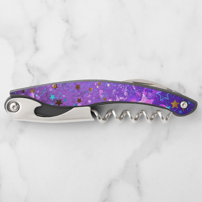 Purple foil background with Stars Waiter's Corkscrew (Front)