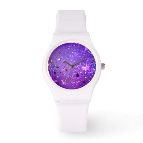 Purple foil background with Stars Watch