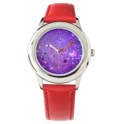 Purple foil background with Stars Watch