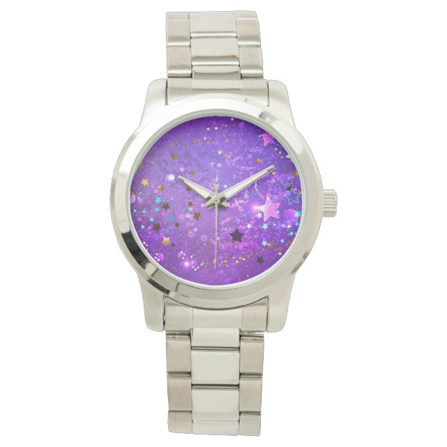 Purple foil background with Stars Watch (Front)