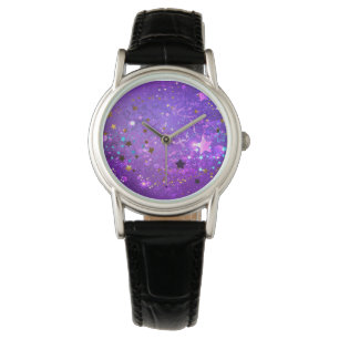 Purple foil background with Stars Watch
