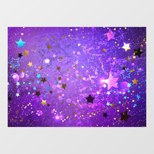 Purple foil background with Stars Window Cling (Sheet)